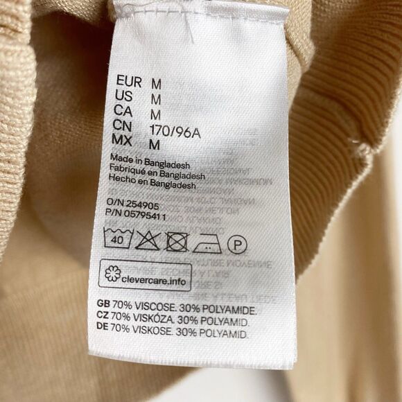 H&M Basics Beige Viscose Blend Button Up Crewneck Long‎ Sleeve Cardigan Women M - Picture 4 of 4